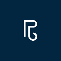 Initial Letter R Logo. White Linear Style isolated on Blue dark Background. Usable for Business and Branding Logos. Flat Vector Logo Design Template Element.