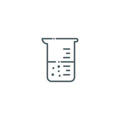 Beaker Glass Outline Icon Illustration, Line Icon, Vector, Chemical Lab tools icon.