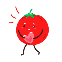 Cute cartoon tomato with heart