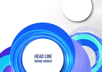 Dynamic trendy geometric abstract background. Circles, lines, round shapes, trendy colors. Modern overlapping circular shapes. Vector