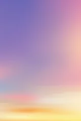 Gorgeous Sunset twilight with clear sky in Pink, Purple,Blue sky,Vertical Dramatic dusk sky landscape in evening,Vector natural banner of sunrise or sunlight for four seasons background