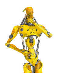 mechanical soldier is thinking about