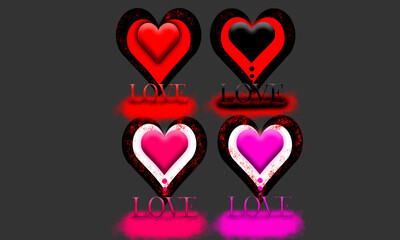 Love Text With Hearts PNG