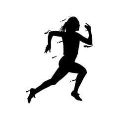Splash silhouette running girl vector