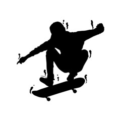 Splash silhouette skateboarding trick vector