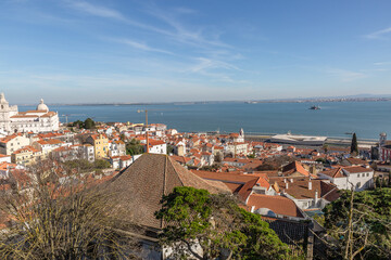 Nice landscape of the city of Lisbon with its typical buildings