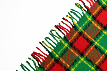 Beautiful woolen Scottish fabric with red and green checks	