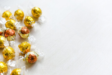 Round chocolate candy heart closeup