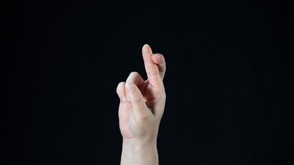 Sign language, the alphabet letter: R