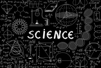 Scientific handwritten vector seamless pattern with the word 