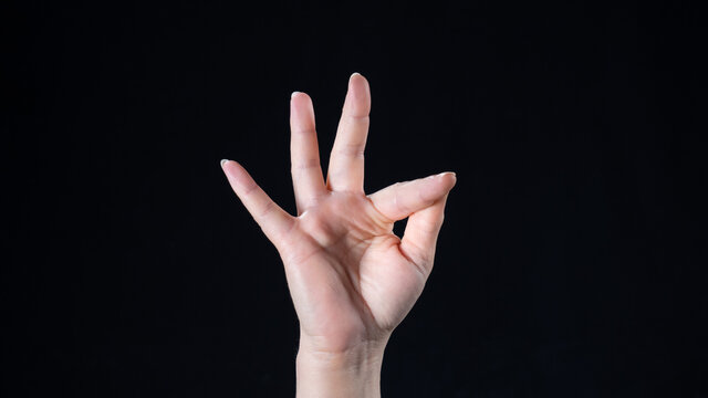Sign language, the alphabet letter: F