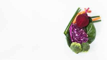 Creative realistic human heart shape made with fresh colorful organic fruits and vegetables...