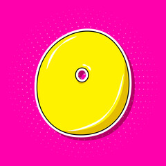 Pop art yellow number 0 over pink dotted background.