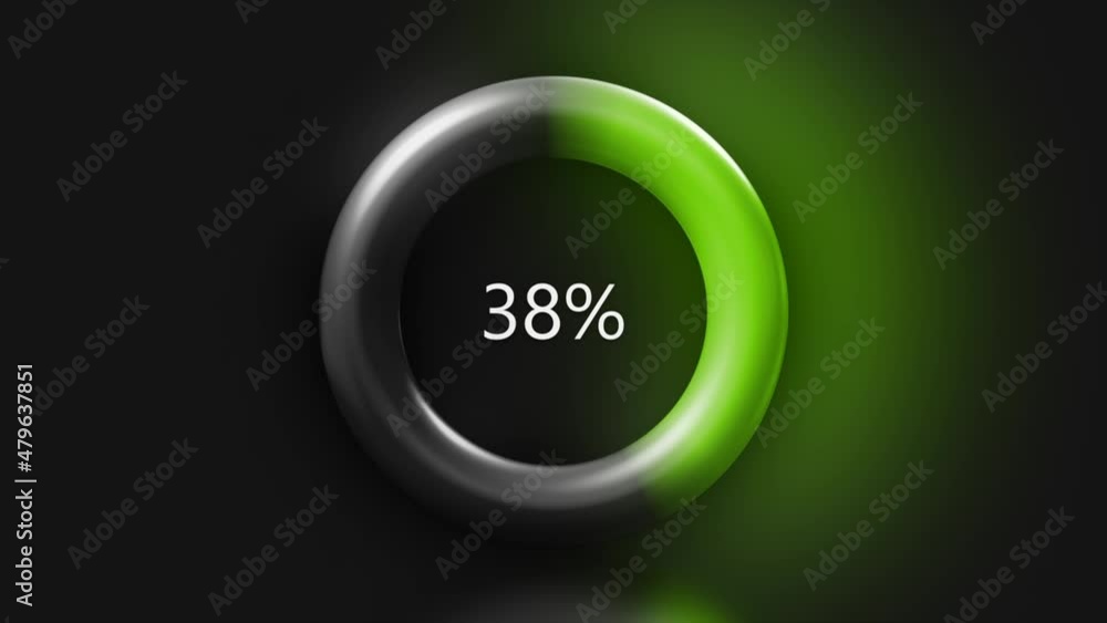 Poster an abstraction with the measurement of percentages. motion. a ring with blue and green color that mo