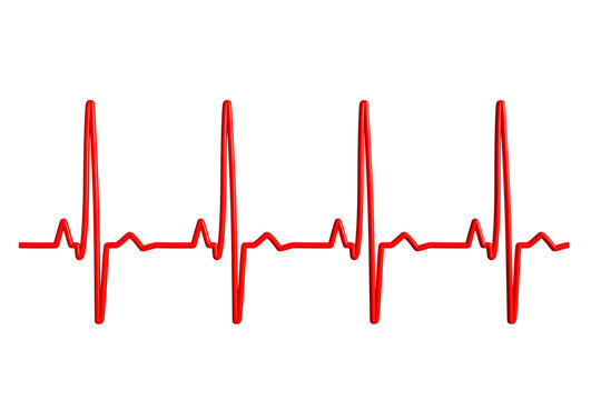 3D Heart rate graph. Heart beat. Ekg icon wave. Red color. Sound wave line. Medical design. 3d render illustration.