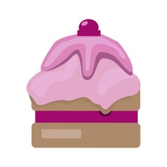 Happy Birthday Vector Card with Colorful Cake.. Cute Praty Cake. Vector illustration