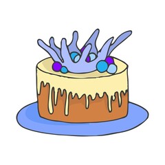 Happy Birthday Vector Card with Colorful Cake.. Cute Praty Cake. Vector illustration