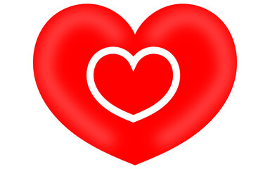 Double heart icon with gradients. Simple and isolate picture. Vector illustration. Big heart on a red background. A greeting card that is ideal for congratulating on Valentine's Day.