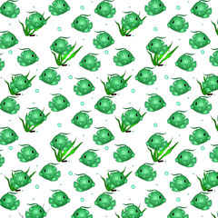 seamless fish pattern. Background with fish. Marine fo. Children's rear fo with aquarium fish. Cartoon characters.