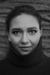 black and white portrait of a beautiful girl