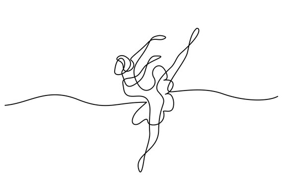 Ballet dancer. Continuous one line art drawing style.