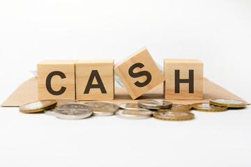 cash word written on wooden blocks. business concept