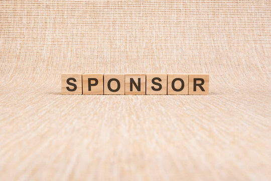word sponsor made with wood building blocks, stock image