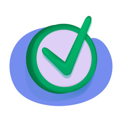 Tick sign 3d green color on a transparent background. Vector illustration