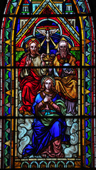 Coronation of Mary, stain glass window