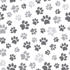 Fototapeta na wymiar Pet paw seamless pattern. Cat or dog footprint background. Vector illustration. It can be used for wallpapers, wrapping, cards, patterns for clothes and other.