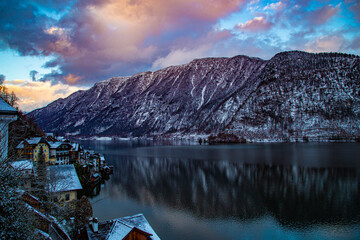 Evening winter Hallstatt. Alps. Austria.