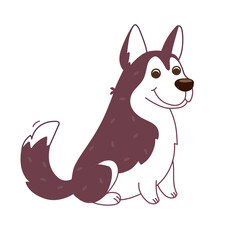 Husky. The dog is sitting. Vector illustration in flat style isolated on white background