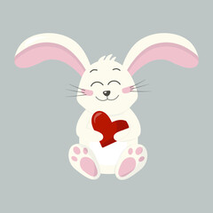 Rabbit with a heart for valentine's day