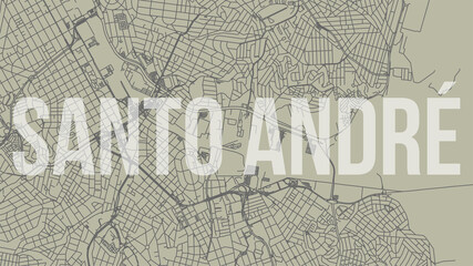 Santo Andre map city poster, horizontal background vector map with opacity title. Municipality area street map. Widescreen skyline panorama.