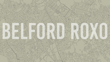 Belford Roxo map city poster, horizontal background vector map with opacity title. Municipality area street map. Widescreen skyline panorama.