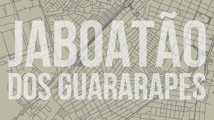 Jaboatao dos Guararapes map city poster, horizontal background vector map with opacity title. Municipality area street map. Widescreen skyline panorama.