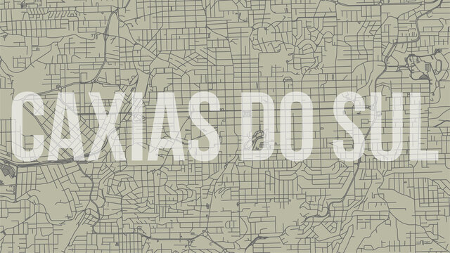 Caxias do Sul map city poster, horizontal background vector map with opacity title. Municipality area street map. Widescreen skyline panorama.