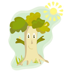 Cartoon cute Trees. Vector Illustration.