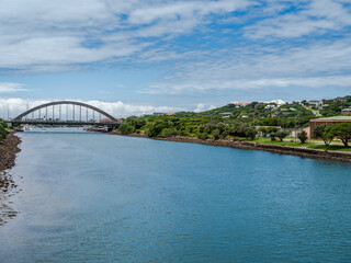 Kowie River east bank and the arch-bridge of Port Alfred Eastern Cape South Africa