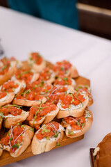 appetizer plate with bruschettas with tomato