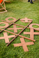 Naughts and crosses game on the grass party time