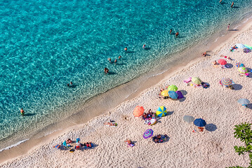 Fototapeta na wymiar View over the main beach in Tropea, Calabria, Italy