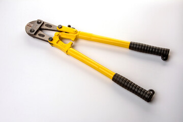 Bolt cutter on concrete surface construction concept.hardware store and manual work tools concept with boltcutter