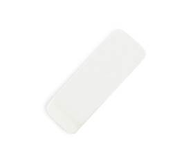 New eraser isolated on white, top view. School stationery