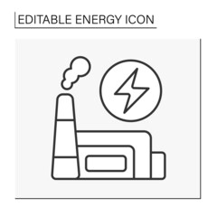  Energy line icon. Electricity station. Power concept. Isolated vector illustration. Editable stroke
