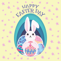 colorful happy easter day card and banner design 