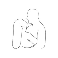 Continuous line drawing of hugs.Valentines day concept
