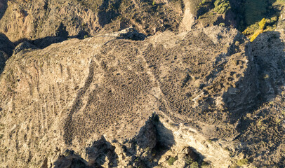 overhead shot of a mountain plain