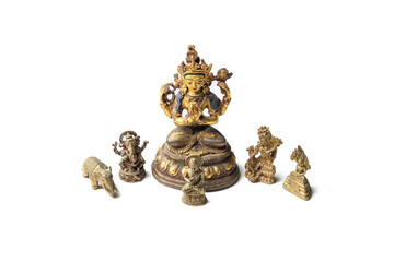 Bronze Buddha statue with Hindu gods around