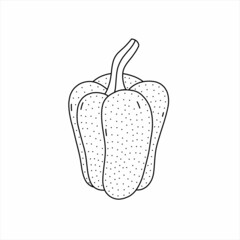 Hand drawn vector illustration of a sweet pepper in doodle style. Cute llustration of a vegetable on a white background.